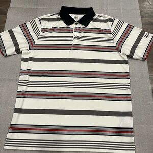 [L]Mizuno Performance Layer Striped Polo Shirt with Black Collar NWOT